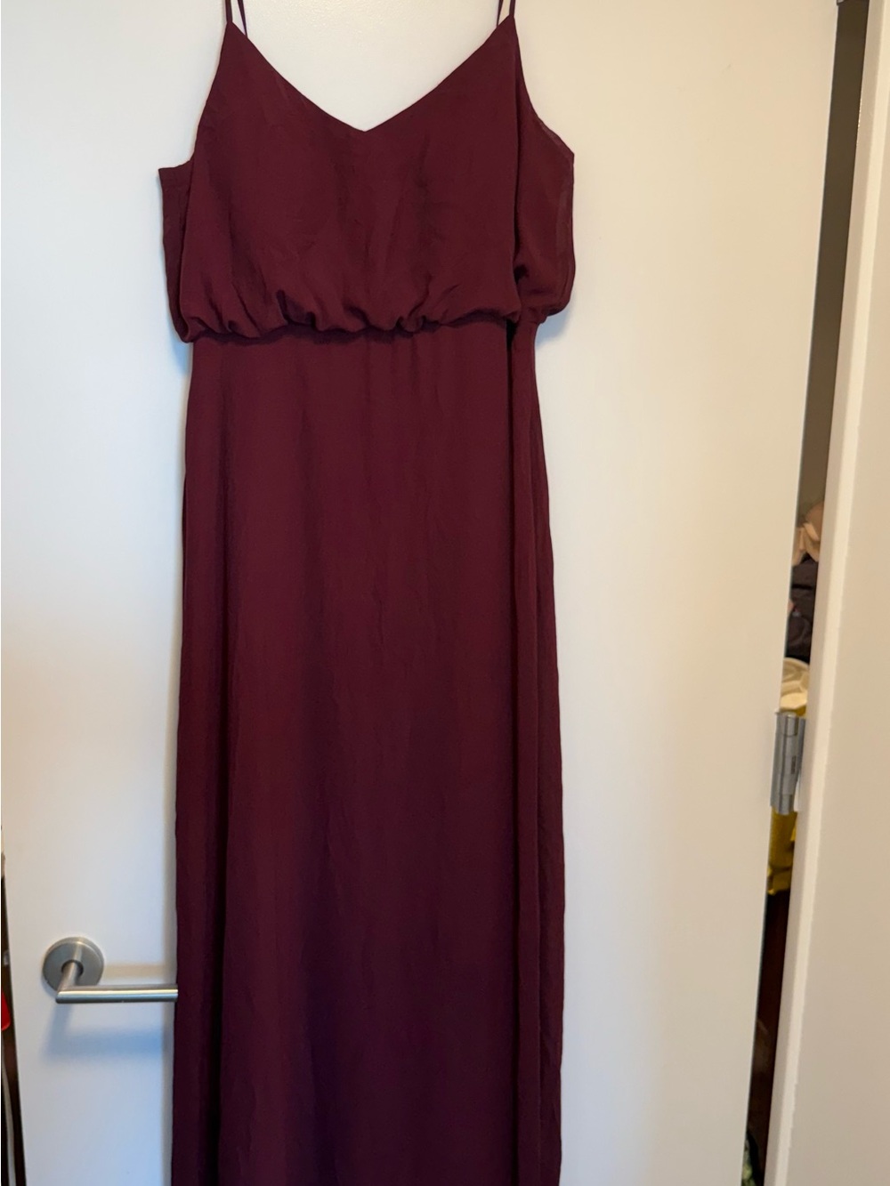 Women’s Burgundy Maxi Slip Dress with Spaghetti Straps